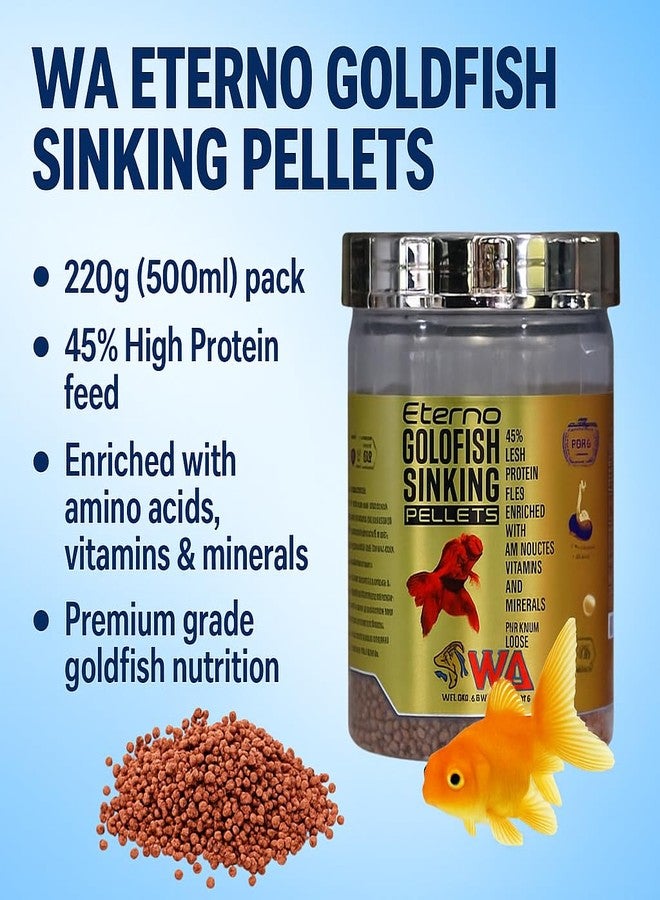 فاييناتو وا إيتيرنو، حبيبات غاطسة لتغذية الأسماك الذهبية، 220 غرام (500 مل) | علف غني بالبروتين بنسبة 45%، مدعم بالأحماض الأمينية والفيتامينات والمعادن، من إنتاج بيتزلايف وورلد، مخصص للأسماك الذهبية عالية الجودة - Image 2